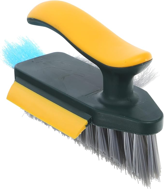 Crevice Cleaning Brush for Small Spaces with Hard Bristles Long Handle Scrubbing Brush for Bathroom Sink and Window Groove Cleaning Yellow-Green