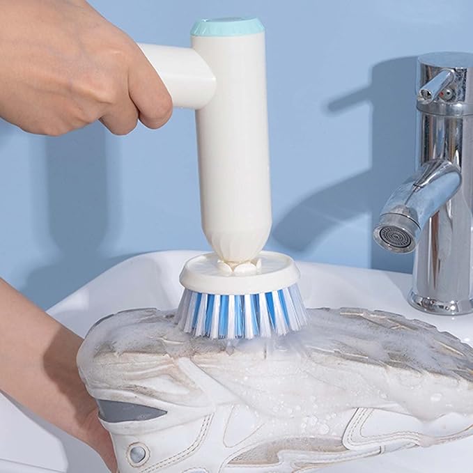 USB Rechargeable Electric Cleaning Brush, 6 Brush Heads Waterproof Scrubber with Silicone Bristles, Multipurpose Automatic Cleaner
