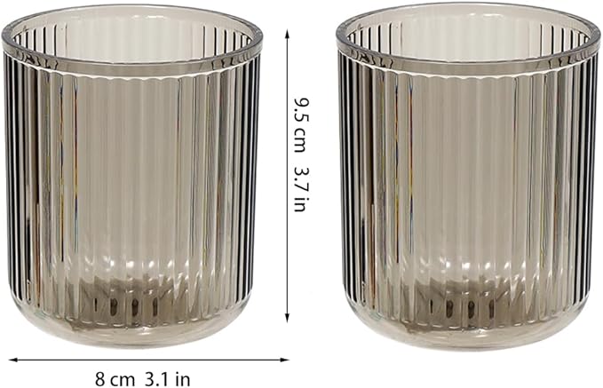 Bathroom Tumbler 2 Pieces ，Unbreakable Toothbrush Cup，Dishwasher Safe Drinking Cup (Gray & Gray)