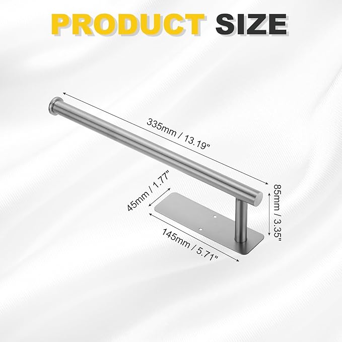 uxcell Toilet Paper Holder, Self-Adhesive 13.2" Stainless Steel Toilet Paper Roll Holder Rustproof Wall Mount Tissue Holders with Screws for Bathroom Washroom, Silver