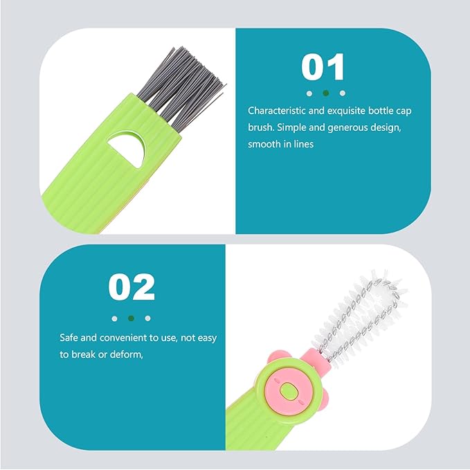 3pcs 3-in-1 Cup Lid Cleaning Brush Set Small Gap Bottle Brush Cleaner Portable Crevice Cleaning Tool for Kitchen and Insulated Bottles Reusable Straw Multi-Color