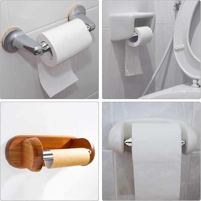 Shappy 4 Pcs Universal Toilet Paper Holder Replacement Rod Spring Loaded Plastic Retractable Paper Replacement Rod Toilet Tissue Roll Holder Insert for Bathroom Home Fixture Accessories (Silver)