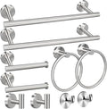 8 Pieces Bathroom Towel Rack Set, Includes 2PCS 23.6 inch Towel bar, 2PCS Towel Hook, 2 PCS Towel Ring, 2PCS Toilet Paper Holder-Matte Black Bathroom Accessories Sets