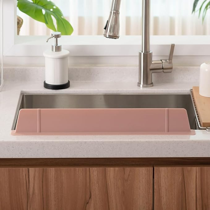 FLT Aqua Silicone Sink Splash Guard-Water Splash Gaurd for Kitchen, Island and Bathroom- 20 inch wide-No Suction Cup (Made in Korea) (Brick Red)