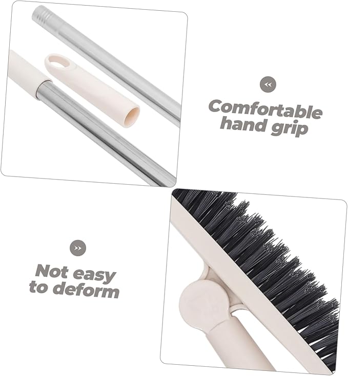 FRCOLOR Rotatable Long Handle Floor Scrub Brush with Stiff Bristles for Shower Cleaning Grout Window Tracks Crevices Multi Purpose Tool for Bathroom Kitchen Floors and Outdoor Use