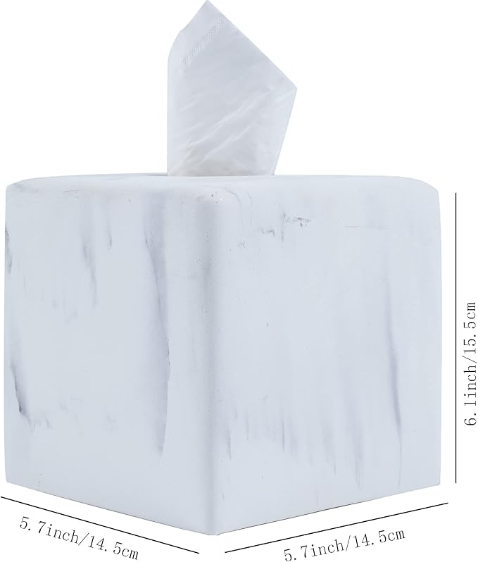 Hymmah Modern Square Tissue Box Cover Holder,Bathroom Accessories Decor Unique Design Tissue Box Cover for Bathroom Vanity Counter Tops Also Great for Bedrooms and Living Rooms