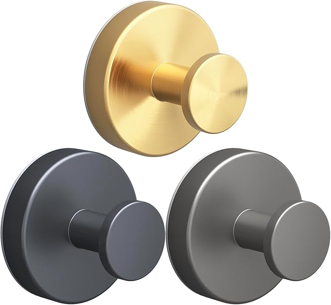 2026 Suction Cup Hooks for Shower, Towel, Window, Bathroom, Wreath, Kitchen, Class Door, Mirror, No-Tools No-Drill Removable Heavy Duty up to 15 lbs Hook Holders (3 Pack, Gold+Black)