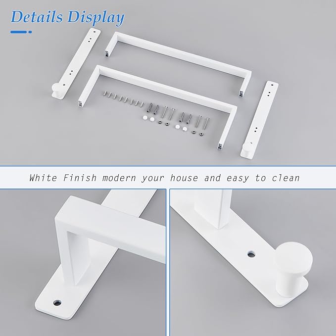 16 Inch Double Towel Bar for Bathroom with Hooks SUS 304 Stainless Steel Bath Towel Rack Wall Mounted White Finished
