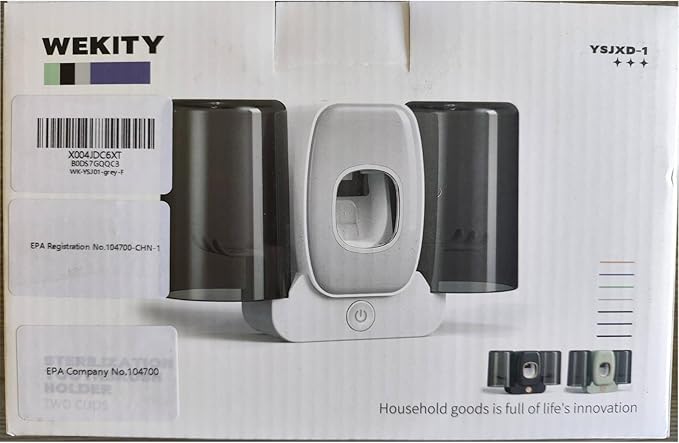 Toothbrush Holders for Bathrooms,Rechargeable Cordless Wall Mounted Tooth Brushing Holder,Electric Toothbrush Holder with 2 Cups,4 Toothbrush Slots,Toothpaste Dispenser (Grey)