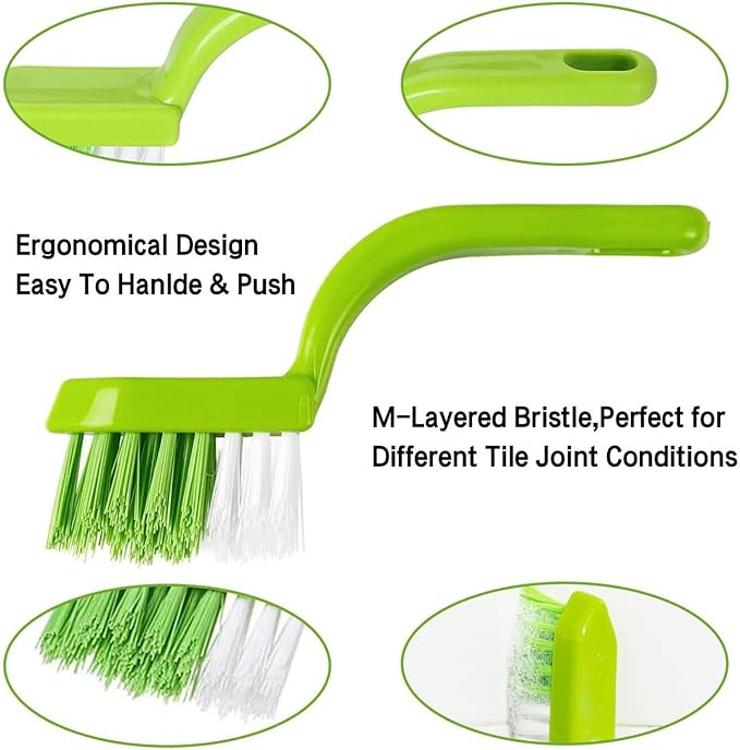 3 PCS Grout Brush, ABS Stiff Bristle Brush, Scratch Resist Tile Joint Scrub Brush, Impact Resist Grout Cleaner Brush for Shower Bathroom Kitchen