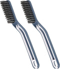 uxcell Crevice Cleaning Brush with Tweezer, Hard Bristle Gap Brush for Tidying Narrow Space, Deep Cleaning Supplies for Kitchen Sink, Toilet, Bathroom, Bathtub, Home, Window, Blue 2Pcs