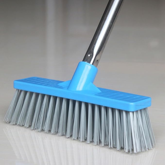 Long Handle Floor Scrubbing Brush with Hard Bristles, Tile Corner Cleaning Brush for Bathroom and Outdoor Floors, Sturdy Shower and Grout Scrubber for Heavy-Duty Cleaning