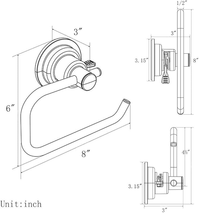 BOPai Modern Vacuum Suction Cup Toilet Paper Holder,Removable Bracket for Bathroom Kitchen.Chrome