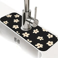 Kitchen Sink Splash Guard，Cream flowers Faucet Mat Sink Gadgets-Super Absorbent Fast Drying Mat Drip Catcher for Kitchen, Bathroom,Sink Mat, Dish Drying Mat, Bathroom(15" X 5.5" )