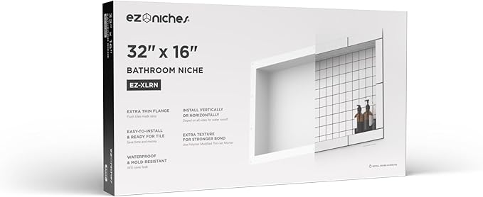 USA - Ready for Tile Niche Preformed Bathroom Recess It Shower Shampoo Shelf (16" X 32")