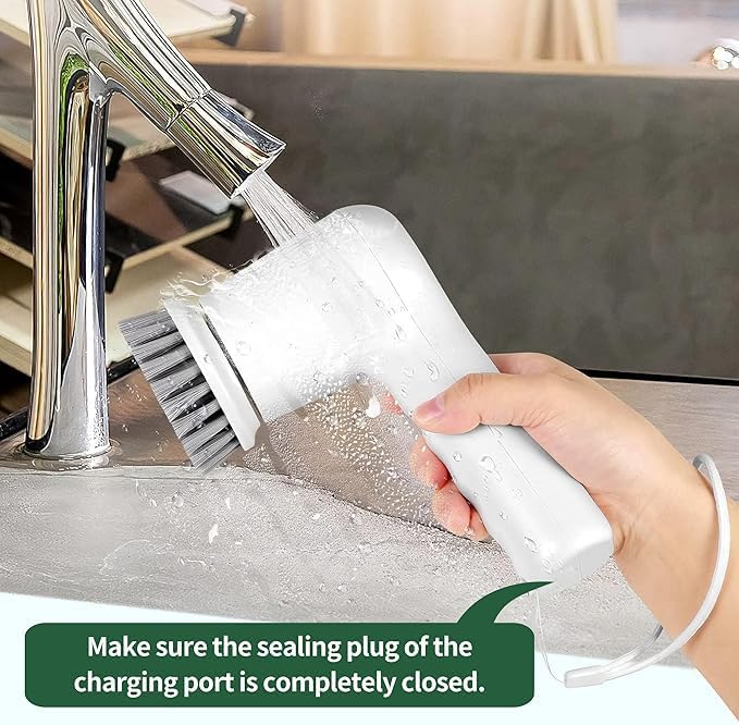 Electric Cleaning Brush Cordless, IPX6 Waterproof Electric Spin Scrubber, Sonic Scrubber with LED Display, 5Replacement Heads, 2 Adjustable Speeds Bathroom Brush for Kitchen/Tile/Garden/Floor/car