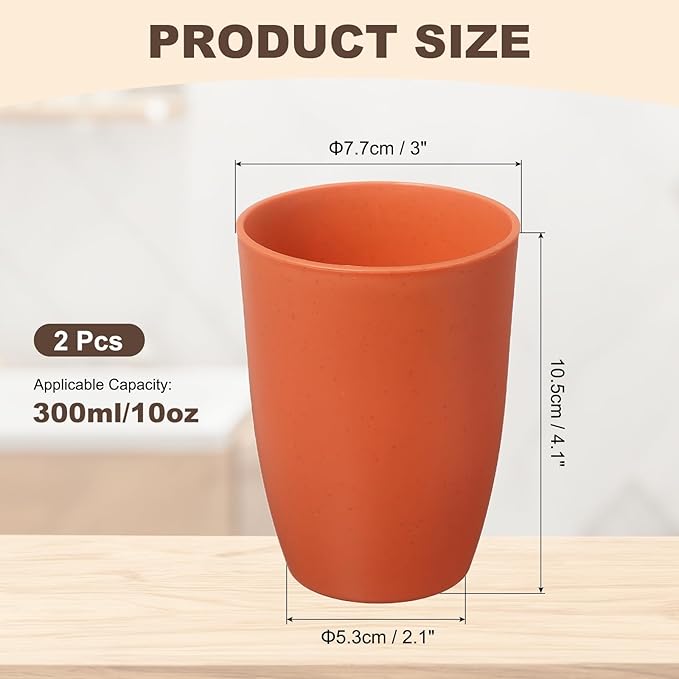 uxcell 2 Pcs Simple Toothbrush Cup, 3 x 3 x 4.1 Inch Bathroom Tumbler Reusable Plastic Cup Set for Storing Toothpaste Toothbrushes Combs Water Beverages, Orange