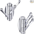 APLusee Swivel Chrome Robe Hook 2 PCS, Metal Foldable Towel Holder with Triple Rotating Arms, Heavy Duty Bathroom Kitchen Coat Hanger Wall Mounted