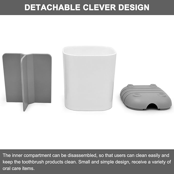 Toothbrush Holder for Bathroom,Plastic Detachable for Easy Cleaning Multi-Functional Storage,3 Slots Anti-Slip Electric Toothbrush and Toothpaste Organizer Caddy for Bathroom Vanity,Countertop (Grey)