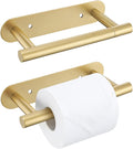 2 Pieces Brushed Gold Toilet Paper Holder, Upgraded Commercial Toilet Paper Dispenser Toilet Roll Holder, Modern Double Base Paper Towel Holder Wall Mount for Bathroom, Kitchen