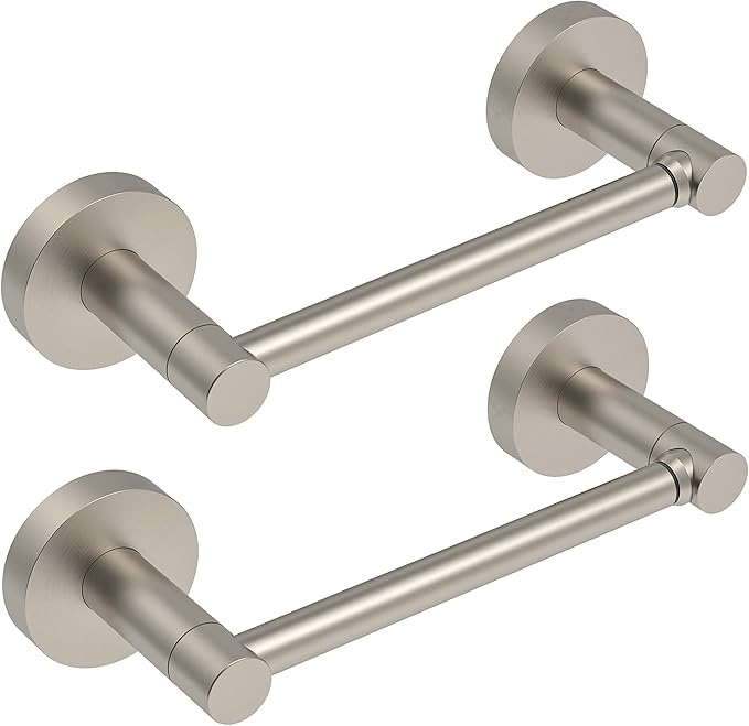 Toilet Paper Holder Brushed Nickel Bathroom Double Post Pivoting Tissue Roll Holder Stainless Steel and Zinc Alloy Wall Mount Detachable (Brushed Nickel 2PC)