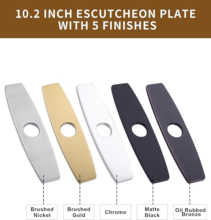 ARCORA 10.2 Inch Faucet Plate, Kitchen or Bathroom Faucet Deck Plate for 1 or 3 Hole, Stainless Steel Sink Hole Cover Escutcheon, Brushed Gold