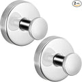 Reusable Heavy Duty Suction Cup Hooks for Kitchen/Bathroom/Shower - Wet-Proof Hooks for Towels, Robes, Loofah&Wreaths/No Drill Mounting on Glass, Tile, Metal (2, Polished Chrome)