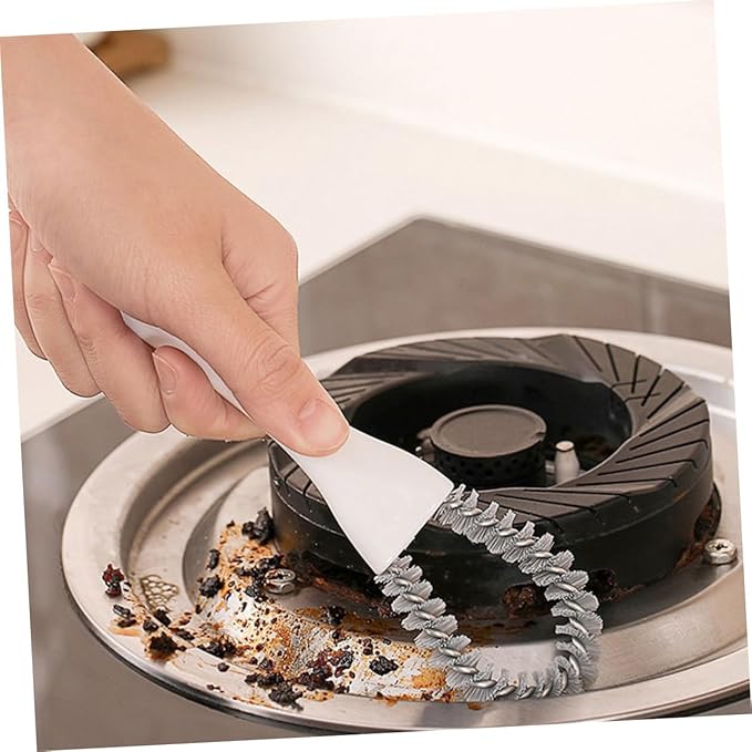 Heavy Duty Crevice Cleaning Brush 2pcs Set with U-Shaped and Angled Scrubbers for Kitchen Grout and Stove Mesh Cleaning, Multifunctional Handheld Scrub Brush for Tight Spaces