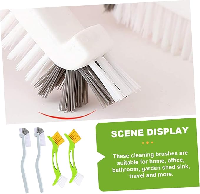 4pcs Right Angle Scrub Cleaning Brush with Hard Bristles for Kitchen Sink Bathtub Tile Grout and Crevice Cleaning Reusable Plastic Brushes