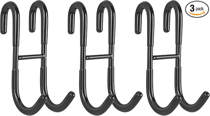 Simtive Shower Door Hooks (3-Pack), Towel Hooks for Bathroom Frameless Glass Door, Shower Squeegee Hooks, Black