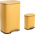 happimess HPM1006L Connor Rectangular 13.2-Gallon Trash Can with Soft-Close Lid and Free Mini Trash Can, Daffodil Yellow for Home, Kitchen, Bathroom, Living Room, Office