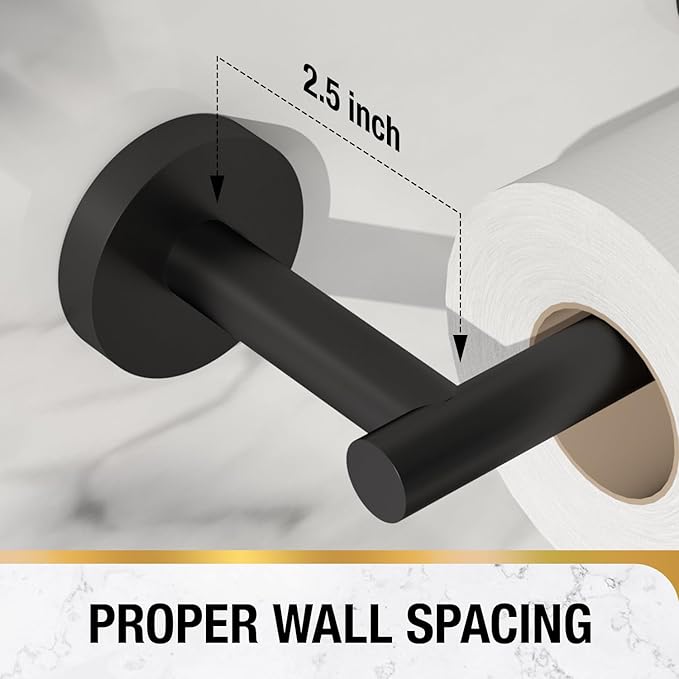 HITSLAM Toilet Paper Holder Wall Mount Matte Black, Double Post Pivoting Toilet Paper Roll Holder, SS304 Stainless Steel Bathroom Toilet Tissue Holder, 2 Pack