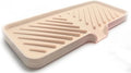 Happitasa Silicone Soap Dish Tray and Sponge Holder with Drain Chute and Feet | 3-Way Sloped Design | Bathroom and Kitchen Sink Organizer Caddy (Sand Dollar, 10"x4")