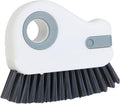 2 in 1 Groove Cleaning Brush, Grout Cleaner Tool & Multifunction Window Track Cleaner (with Hidden Scraper or Mini Dustpan) – for Glass Door Tracks, Window Sills, Sliding Doors (Gray)