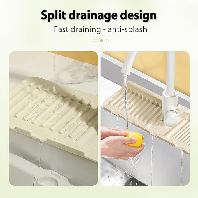 Drowning Pads for Kitchen Faucet,Upgrade Kitchen Sink Splash Guard Silicone Draining Mat for Kitchen Sink Splash Guard,Fast Drying Stone Sink Tray Sink Protectors Sink Faucet Mat (White,1PC)