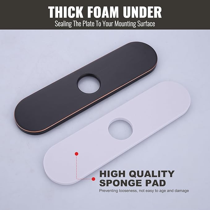 10" Sink Faucet Hole Cover Deck Plate (Arc Edge) for Kitchen & Bathroom Vanity Sink, Faucet Oil Rubbed Bronze Escutcheon Plate Stainless Steel Outside Faucet Cover Cap for 1 or 3 Hole Mixer Tap