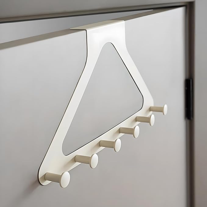 Over The Door Rack for Hanging Clothes, Towel Hooks for Bathroom Over Door Heavy Duty, Over The Door Organizer with Hooks (Milky White)