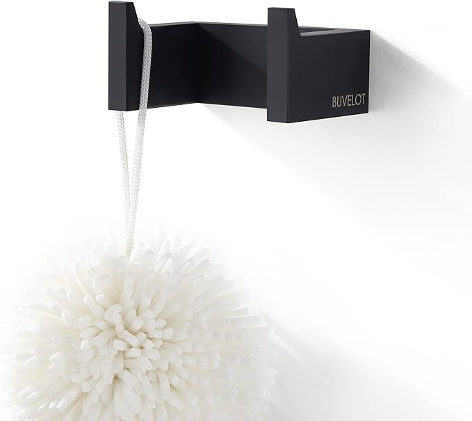 Matte Black Double Towel Hook for Bathroom,Modern Coat Robe Hook Wall Mounted,073010-MB Ler Series