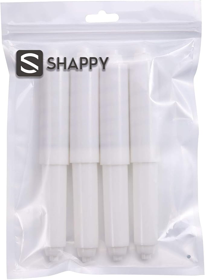 Shappy 4 Pcs Universal Toilet Paper Holder Replacement Rod Spring Loaded Plastic Retractable Paper Replacement Rod Toilet Tissue Roll Holder Insert for Bathroom Home Fixture Accessories(White)