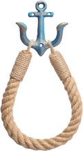 Nautical Toilet Paper Holder Rustic-Industrial Wall-Mounted Nautical Toilet Paper Towel Ring with Metal Hook for Bathroom Decor(Blue)