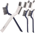 Garneck 6pcs Crevice Scrub Brush and Floor Brush Set with Stiff Bristles for Hardwood Floors and Bathroom Tiles, Blue and White Multi-use Cleaning Tools for Small Spaces and Household