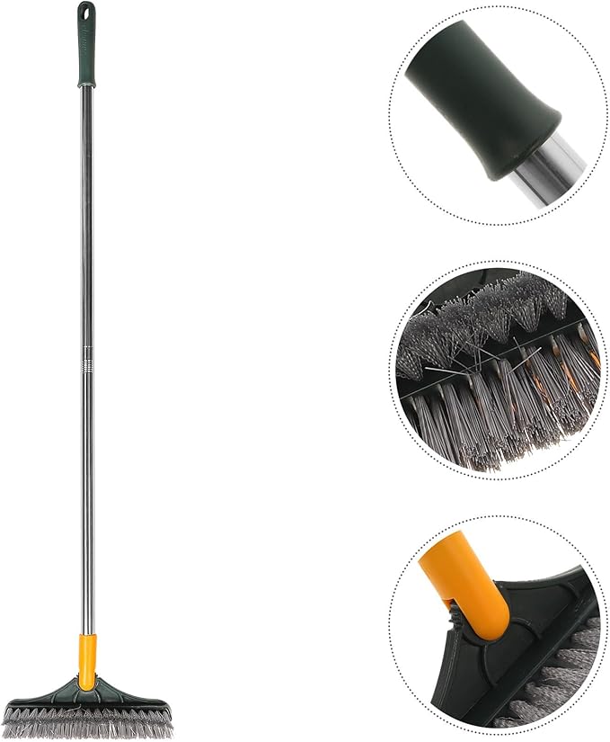 BESPORTBLE Floor Brush with Long Handle and V-Shaped Double-Sided Scrub Brush for Bathroom Tile Grout Cleaning, Non-Scratch Floor Scrubber for Shower Corners and Wall Cleaning Random Color