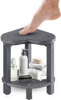UHA Corner Shower Stool for Inside Shower - Waterproof Corner Shower Bench, HDPE Plastic Bathroom Bench, Adjustable Height Corner Chair for Shaving Legs,Storage Shelf,Non-Slip Feet， Gray