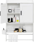 apexnova Bathroom Wall Cabinet, Wooden Medicine Cabinet Over The Toilet with Adjustable Inner Shelf, Wall Mounted Cabinet with Doors for Bathroom Storage, Hanging Cabinet for Wall with Towels Bar