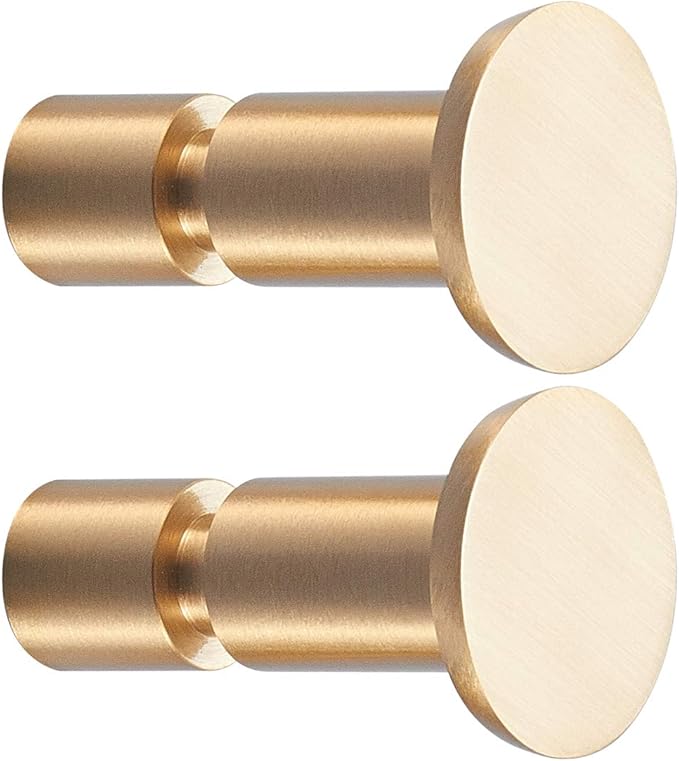 TECI Solid Brass Gold Hooks(2 Pack) Heavy Duty Wall Mounted.Perfect for Purse,Coats, Hats, Bags, Backpacks,Hat,Towel, and More.Available for Clothing Store, Hotel, Cafe, TC005D