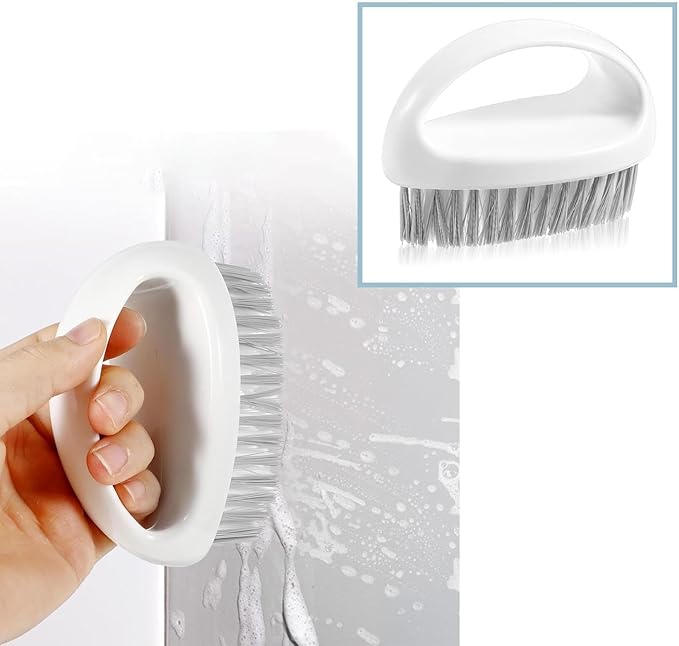 1 Pcs White Ergonomics Scrubbing Brushes for Cleaning, Scrub Brush Nylon Bristles Comfort Grip Scrubber for Shoes, Floor, Carpet, Bathroom, Kitchen