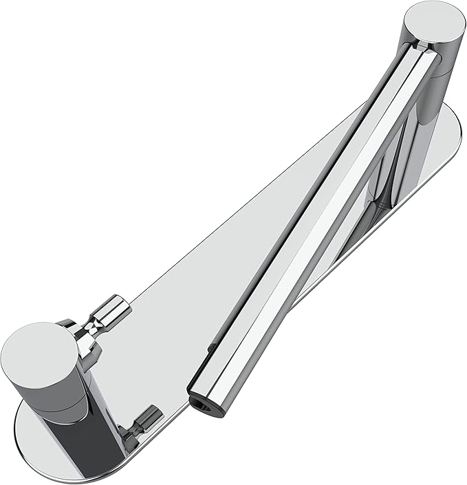 Adhesive Toilet Paper Holder Chrome Bathroom Double Post Pivoting Toilet Tissue Holder Polished Roll Holder Stick On No Drilling Stainless Steel and Zinc Alloy