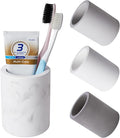 Drying Stone Toothbrush Holder, Diatomite Toothbrush Holders for Bathroom Counter, Quick Drying Electric Toothbrush and Toothpaste Holder Bathroom Organizer, Marble White