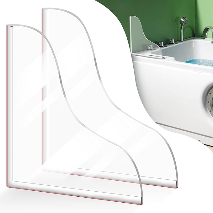 2 Pcs Shower Splash Guard kit, Easy to Install with Self-Adhesive, Large Shower Blocker for Bathtub, Kitchen Sink