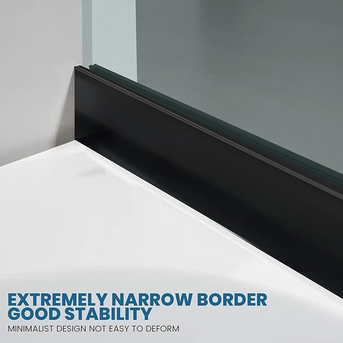 Bathroom Shower Glass Door 36 * 62" - 5/16"(8mm) Thick Clear Tempered Glass Panel, Fixed Hinged Framless Shower Glass Door with Bottom Seal, Matte Black